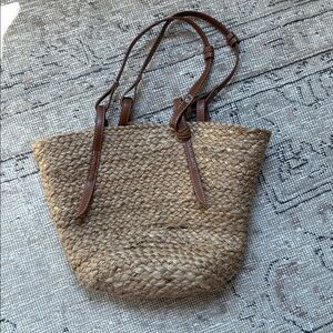 Stylish Tan Woven Tote Bag